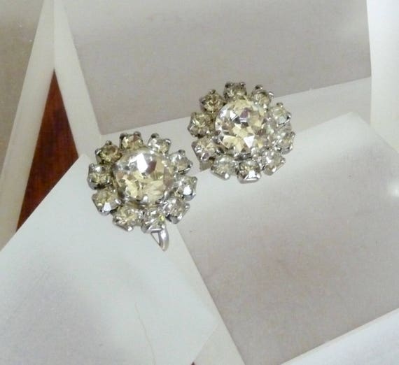 Weiss Clear Rhinestone Earrings, Weiss Rhinestone Earrings, Weiss Round Rhinestone Earrings, Weiss Petite Clear Rhinestone Earrings