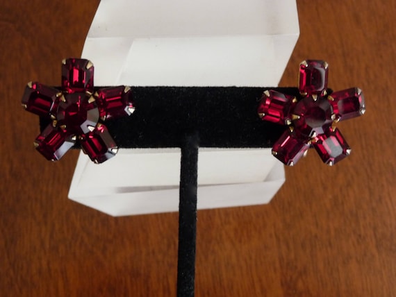 Weiss Red RhinestoneEarrings/Weiss Rhinestone Ear… - image 2