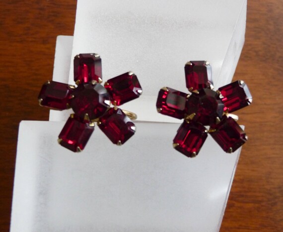 Weiss Red RhinestoneEarrings/Weiss Rhinestone Ear… - image 6