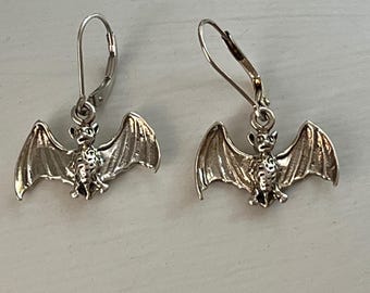 BAT Earrings, Sterling Silver BAT Lever Back Earrings