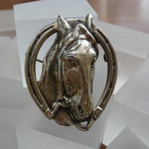 Sterling Silver Horse Head Pin/sterling Horse Shoe Pin/lang Sterling ...