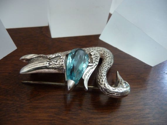 Vintage Swan Brooch Pin, Sterling Silver Swan wit… - image 8