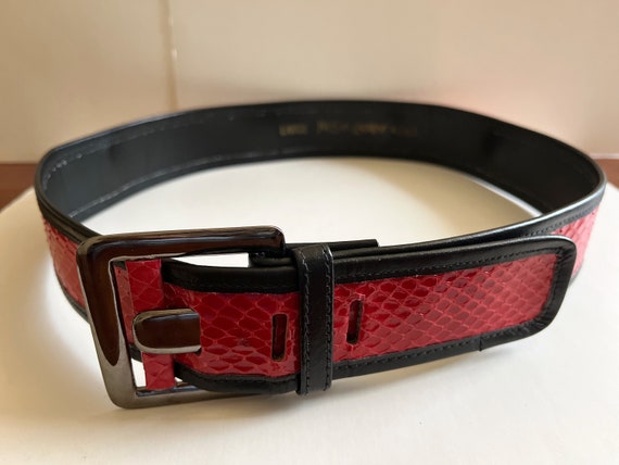 YSL Belt/Yves St Laurent 4265 Red Snakeskin Belt/… - image 4