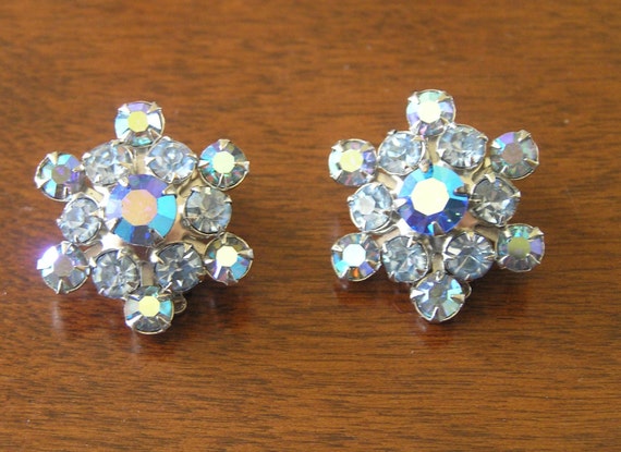 Weiss Blue Rhinestone Earrings, Weiss Blue AB Rhi… - image 3