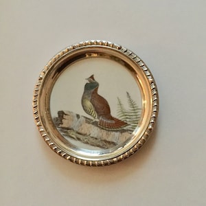 Delano Studios/Sterling Silver Ruffed Grouse Coaster/Dennis Puleston Bird Coaster/Frank Whiting Ruffed Grouse Coaster/Bird Trinket Dish