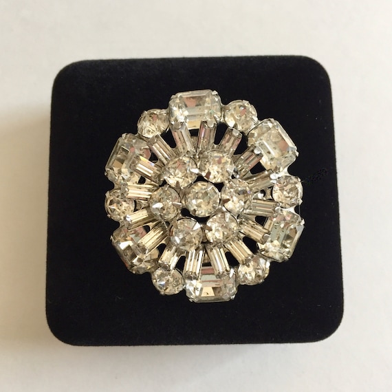 Weiss Emerald Cut Pin/Weiss Clear Rhinestone Pin/Weiss Clear Rhinestone Emerald Cut Pin/Weiss Rhinestone Pin/Weiss Bridal Jewelry/Weiss Pin