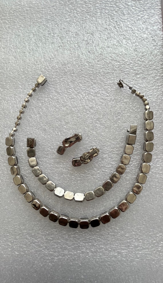 KRAMER Black and Clear Emerald Cut Rhinestone Nec… - image 3