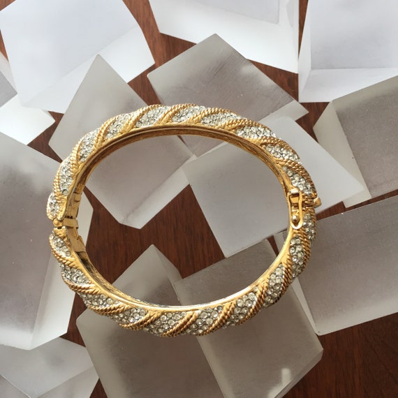 CINER Gold Clamper Bracelet/Ciner Hinged Bracelet… - image 7