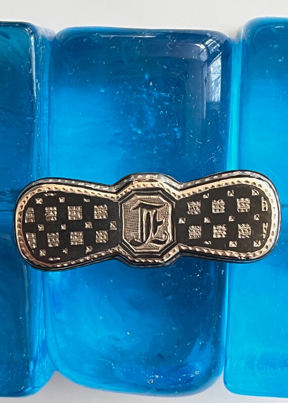 Sterling Initial F Pin/Etched Initial Pin/Vintage… - image 7