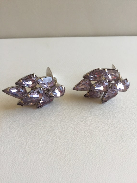 Weiss Lilac Earrings/Weiss Pear Cut Purple Lilac … - image 3