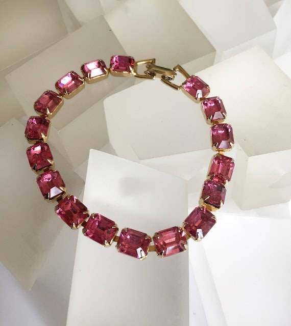 Weiss Pink Rhinestone Bracelet/Vintage Weiss Pink 