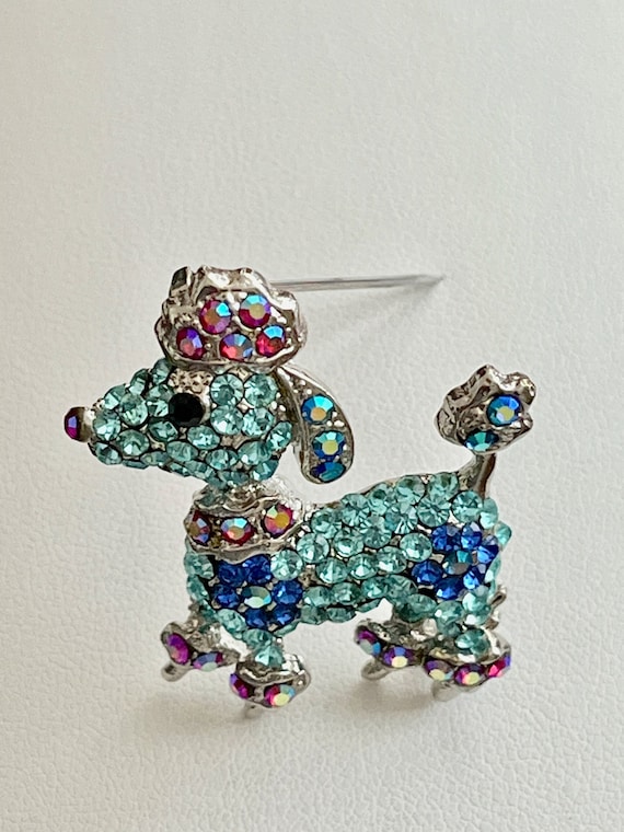 Vintage Rhinestone POODLE Pin/POODLE Pin/Rhineston