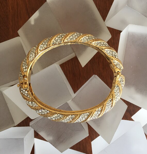 CINER Gold Clamper Bracelet/Ciner Hinged Bracelet… - image 3
