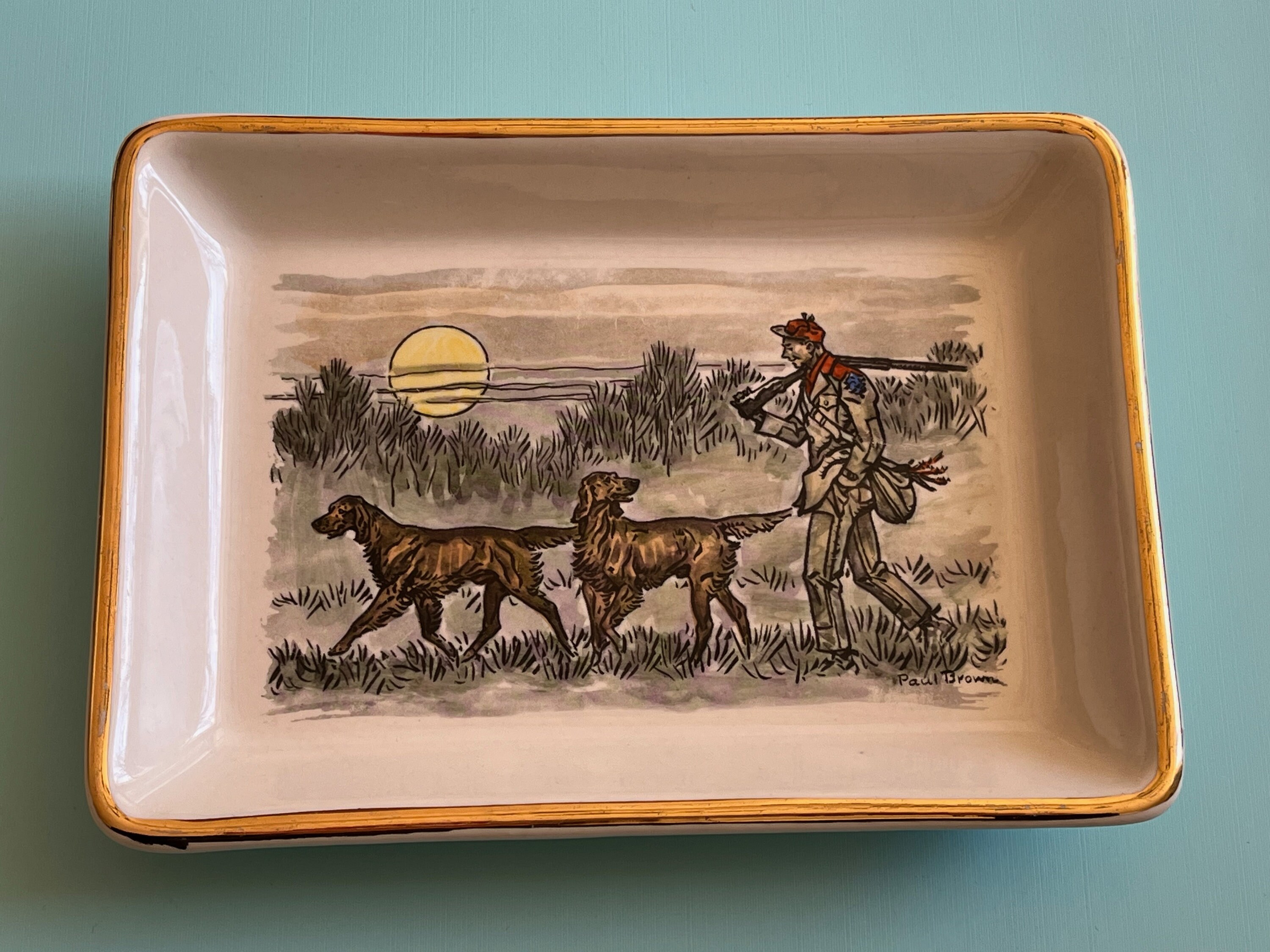 Delano Studios PHEASANT HUNTING Tray/vintage HUNTING Tray by