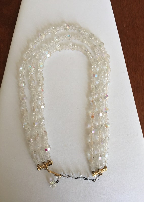 Vintage Triple Strand Signed LISNER AB Crystal Ne… - image 8