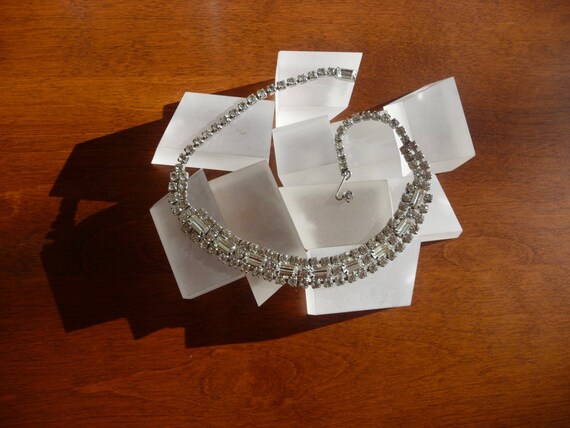 Weiss Clear Rhinestone Necklace/Weiss Emerald Cut… - image 3