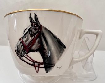 Frank Vosmansky Horse Head Oversized CUP, Gold Rim, Frank Vosmansky Horse Head Collection