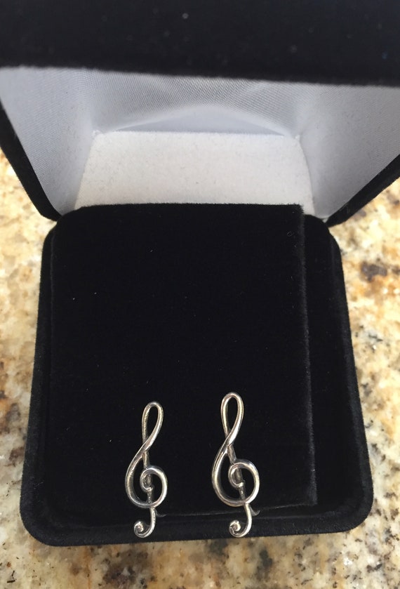 Sterling Treble Clef G Clef Earrings/Beau Sterling