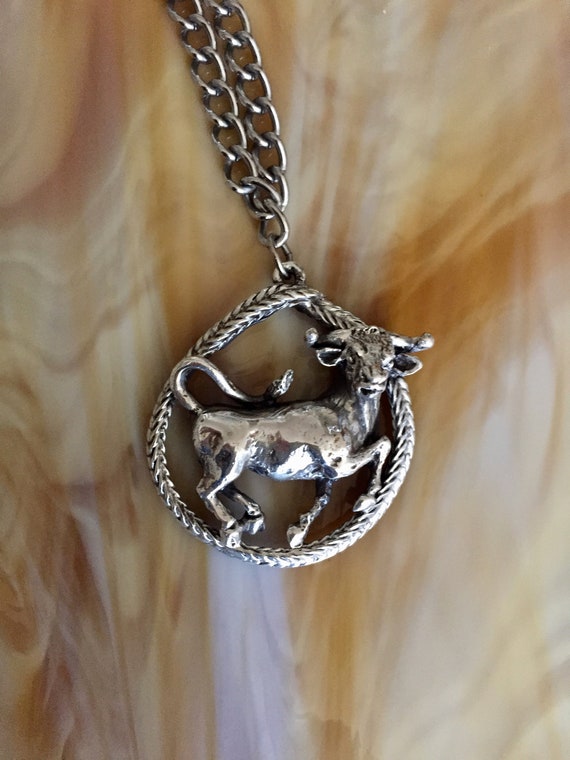 Vintage Silver TAURUS Necklace/TORTOLANI Zodiac Pe