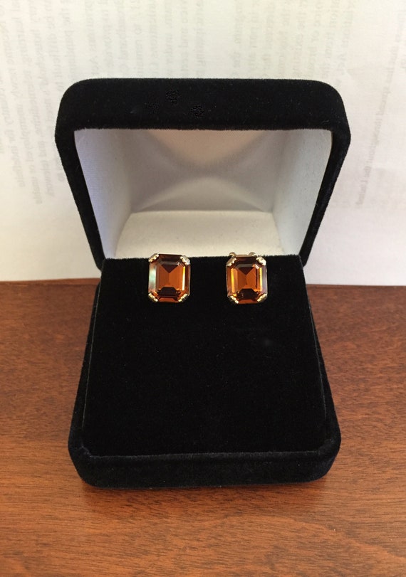 Weiss Topaz Rhinestone Earrings, Weiss Topaz Emerald Cut Earrings, Weiss Stepped Cut Topaz Earrings, Weiss Topaz Emerald Cut Rhinestones