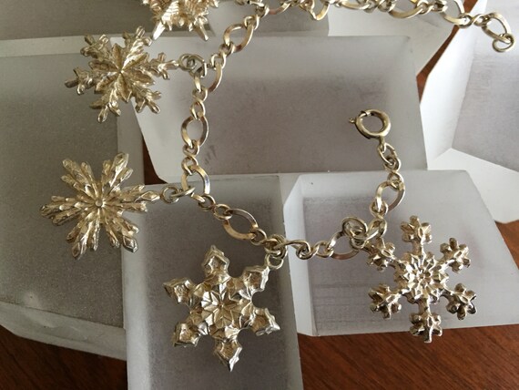 Vintage Gorham Sterling Silver Snowflake Bracelet… - image 4