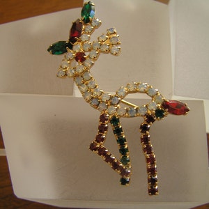 Hobe Vintage Rudolph Reindeer Pin, Hobe Reindeer Pin, Hobe Rhinestone Rudolph Pin, Vintage Hobe Animal Pin