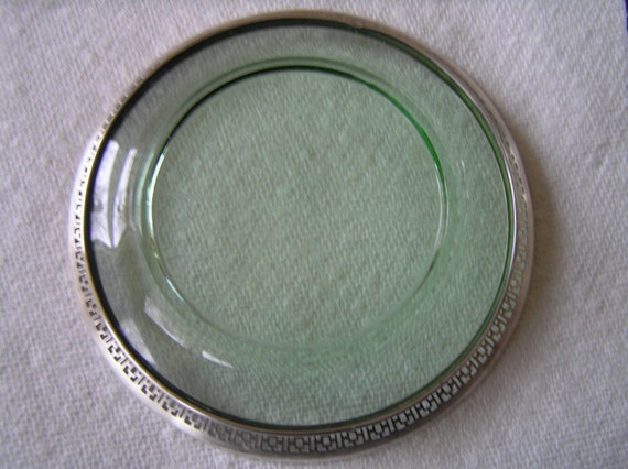 Vintage Sterling Silver Glass Sterling Coaster, V… - image 2