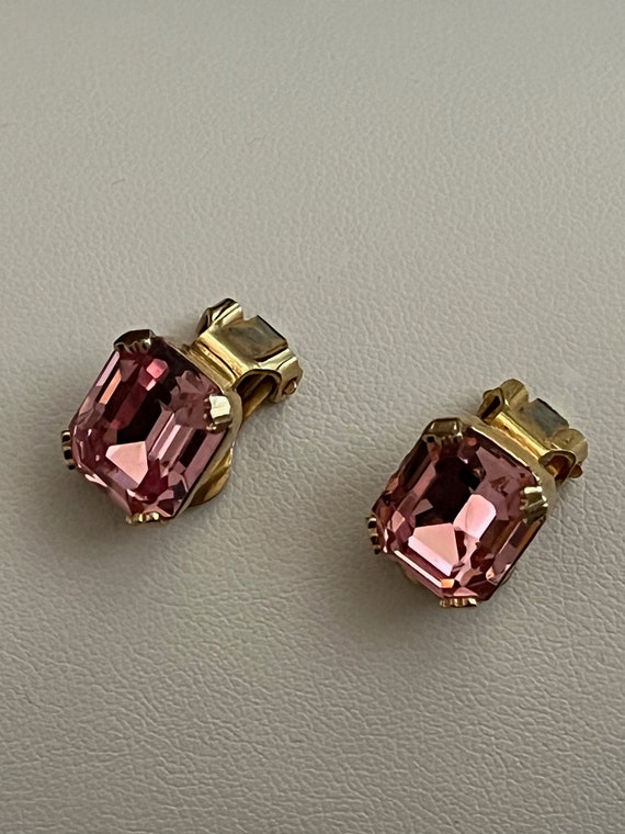 Weiss PINK Rhinestone Earrings, Weiss PINK Emeral… - image 6