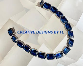 Pulsera de diamantes de imitación azul Weiss, pulsera de diamantes de imitación azul zafiro Weiss, diamantes de imitación azul Weiss
