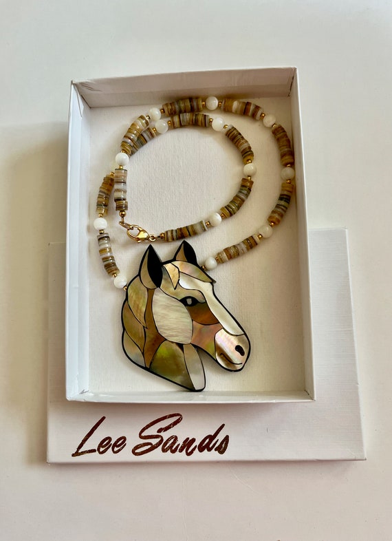Lee Sands HORSE Necklace/Lee Sands Mother of Pear… - image 9