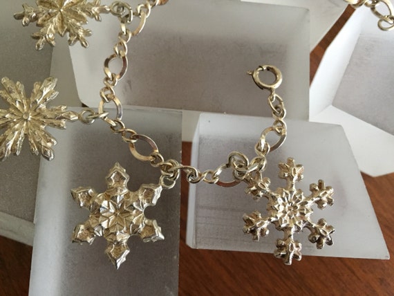 Vintage Gorham Sterling Silver Snowflake Bracelet… - image 8
