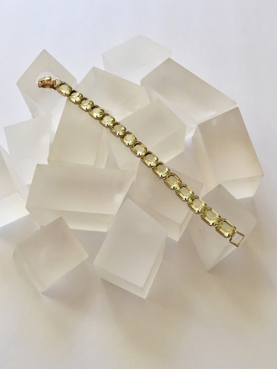 Weiss Emerald Cut Yellow Rhinestone Bracelet/Weiss