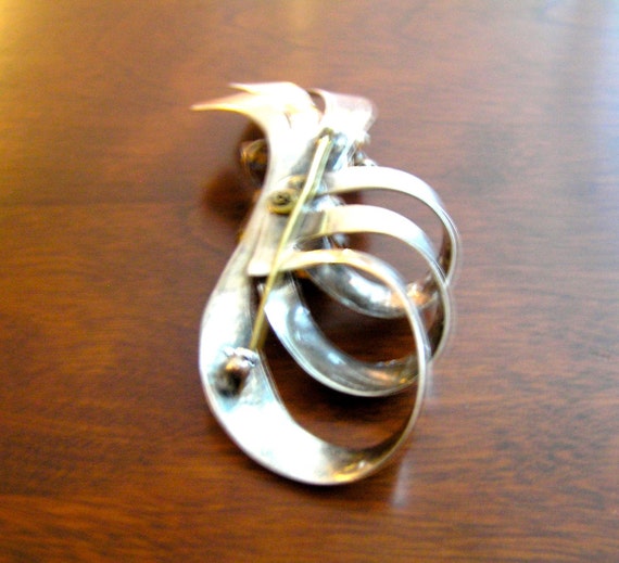 Vintage Glass Bow Pin, Vintage Topaz Bow Pin, Vin… - image 4