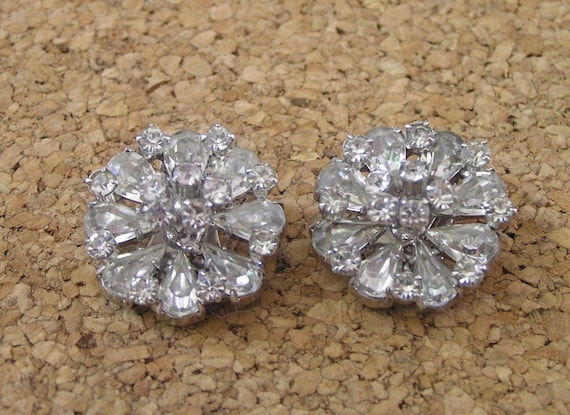 Weiss Clear Rhinestone Earrings/Weiss Clear Pear Shaped Earrings/Weiss Clear Marquise Shaped Earrings/Weiss Clip On Earrings/Weiss Earrings