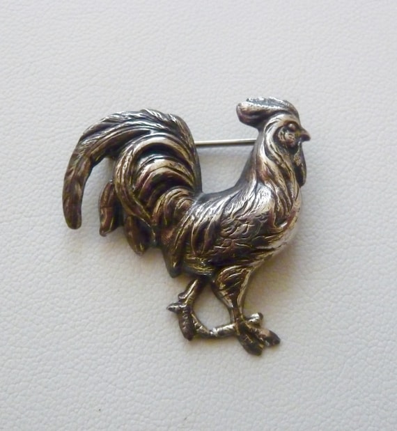 Beau Sterling Rooster Pin, Sterling Rooster Pin, V