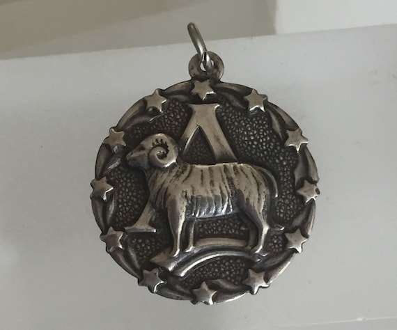 Vintage Sterling by Bell ARIES Charm/Sterling Silver Aries Charm/Bell Trading Sterling Aries Pendant Charm/Aries Charm