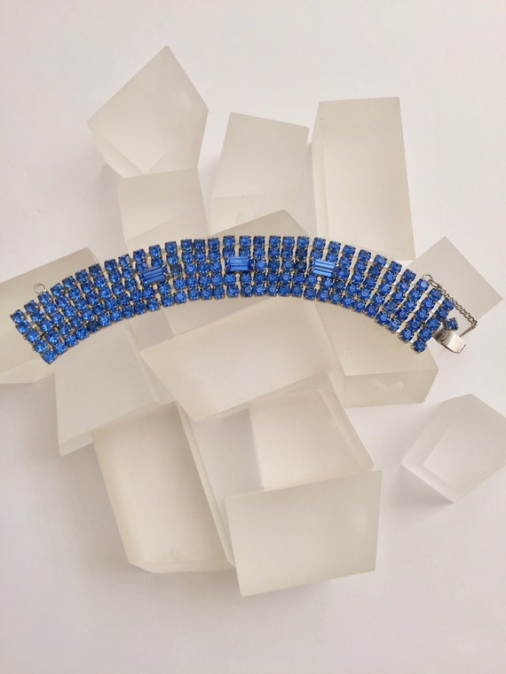 Weiss Blue Rhinestone Bracelet/Vintage Weiss Mont… - image 1