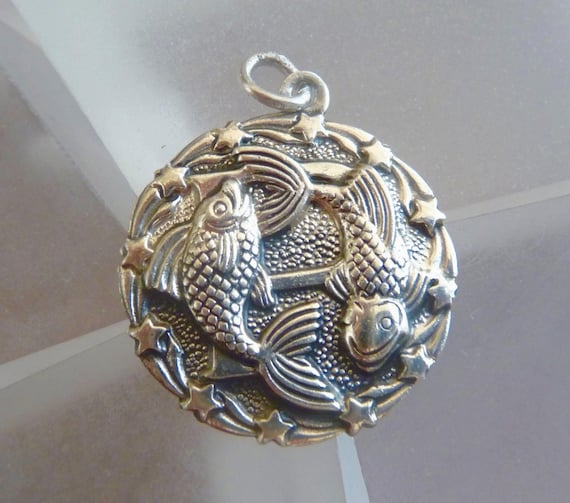 Vintage Sterling by Bell Pisces Charm/Sterling Silver Pisces Charm/Bell Trading Post Sterling Pisces Pendant/Pisces Zodiac Charm Pendant