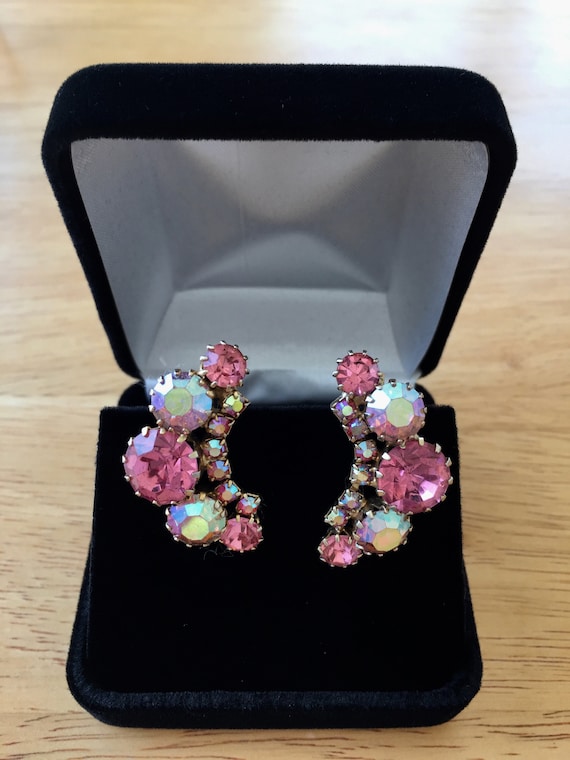 WEISS PINK Rhinestone Earrings/Weiss Pink Earrings
