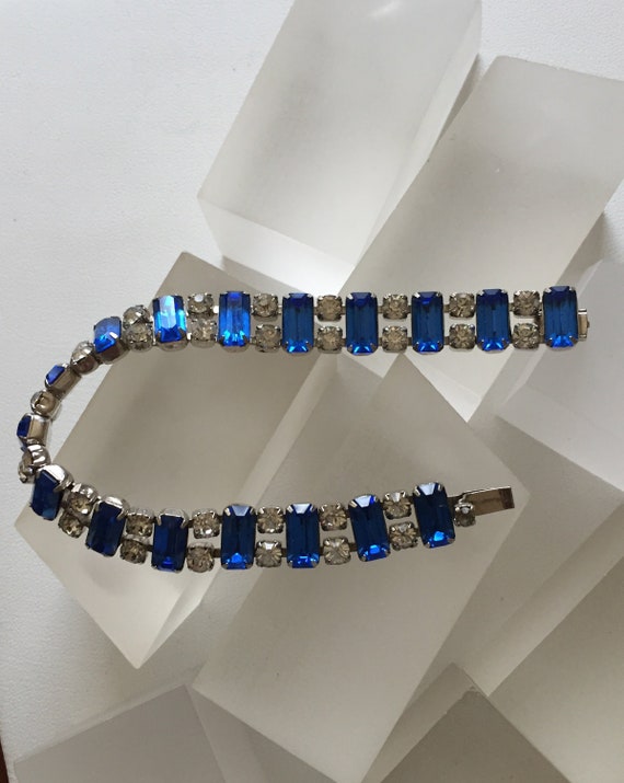 Kramer Blue and Clear Rhinestone Bracelet/Kramer … - image 1