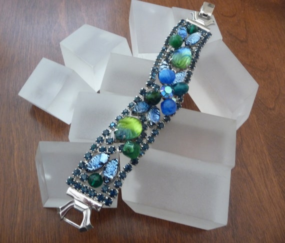 Weiss Blue Rhinestone Bracelet/Vintage Weiss Blue… - image 2