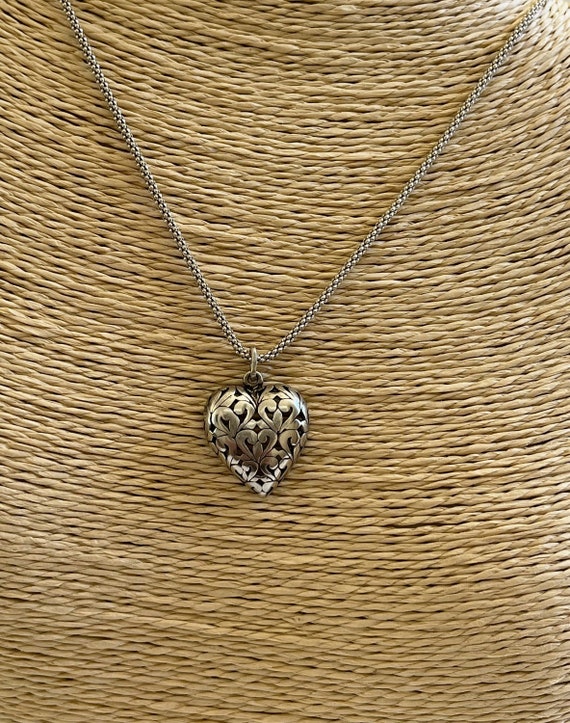 Vintage Jezlaine Sterling Heart Necklace/Jezlaine 