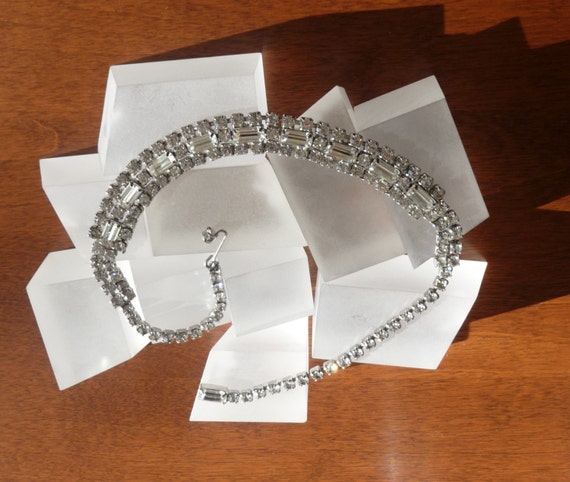 Weiss Clear Rhinestone Necklace/Weiss Emerald Cut… - image 2