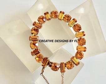 Pulsera WEISS de diamantes de imitación con talla redonda y baguette, firmada.