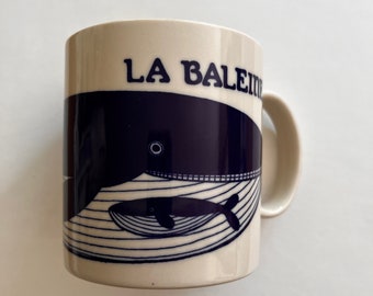 Taylor and Ng Coffee Mug/1979 BLUE LA BALEINE Mug/Vintage La Baleine 1979 Signed by Win Ng Mug/Whale Mug Taylor and Ng/Taylor Ng Mug