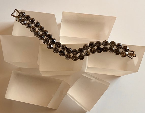 Weiss GREY Rhinestone Bracelet/Weiss Double Strand GREY Rhinestone Bracelet/Weiss Gray Rhinestone Bracelet/Weiss Black Diamond Bracelet