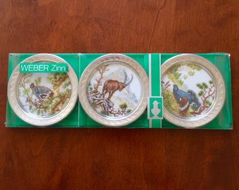 Silver Rim Coasters/vintage German Porcelain Coaster/ak - Etsy