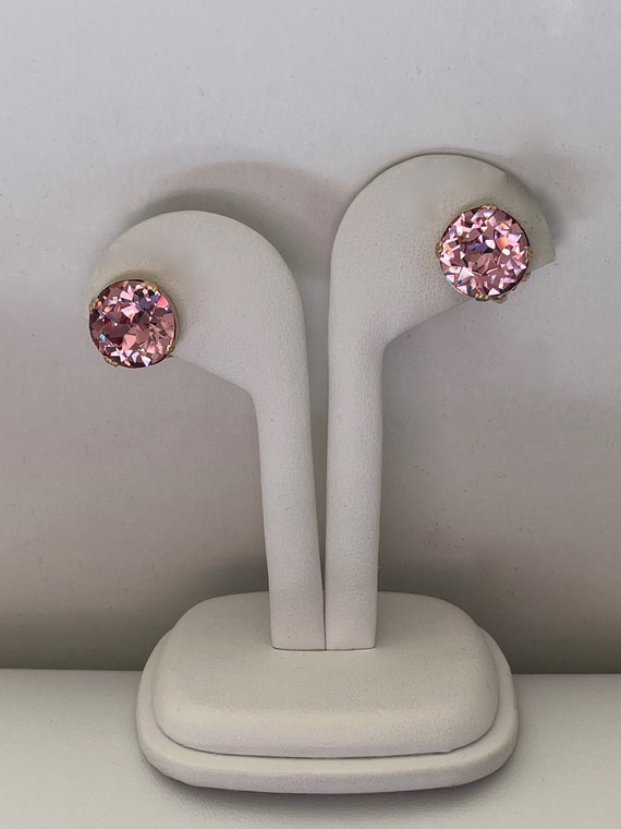 Weiss Round Cut Rhinestone Earrings/Weiss LT PINK 