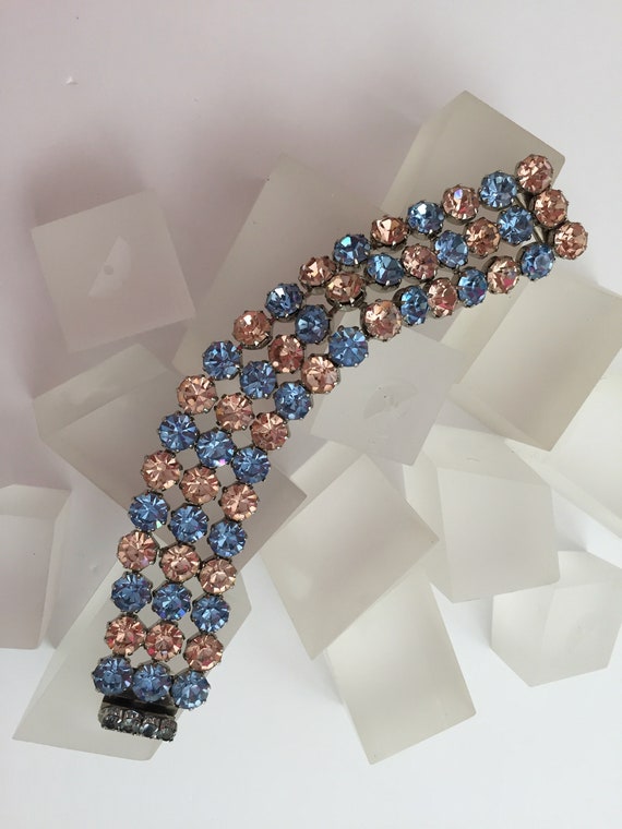 Kramer Pink and Blue Rhinestone Bracelet/Kramer S… - image 2