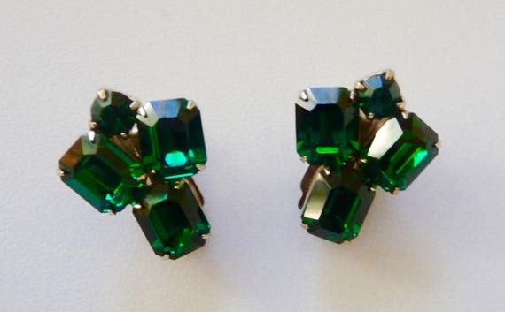 WeissGreenRhinestoneEarrings,Weiss Rhinestone Ear… - image 10